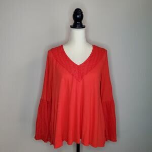 Free People Parisian Nights Red Top Small